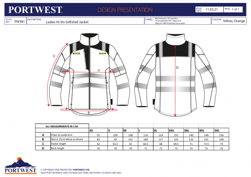 Jacheta de iarna Hi-Vis, pentru femei, portocaliu/negru, Regular, Portwest